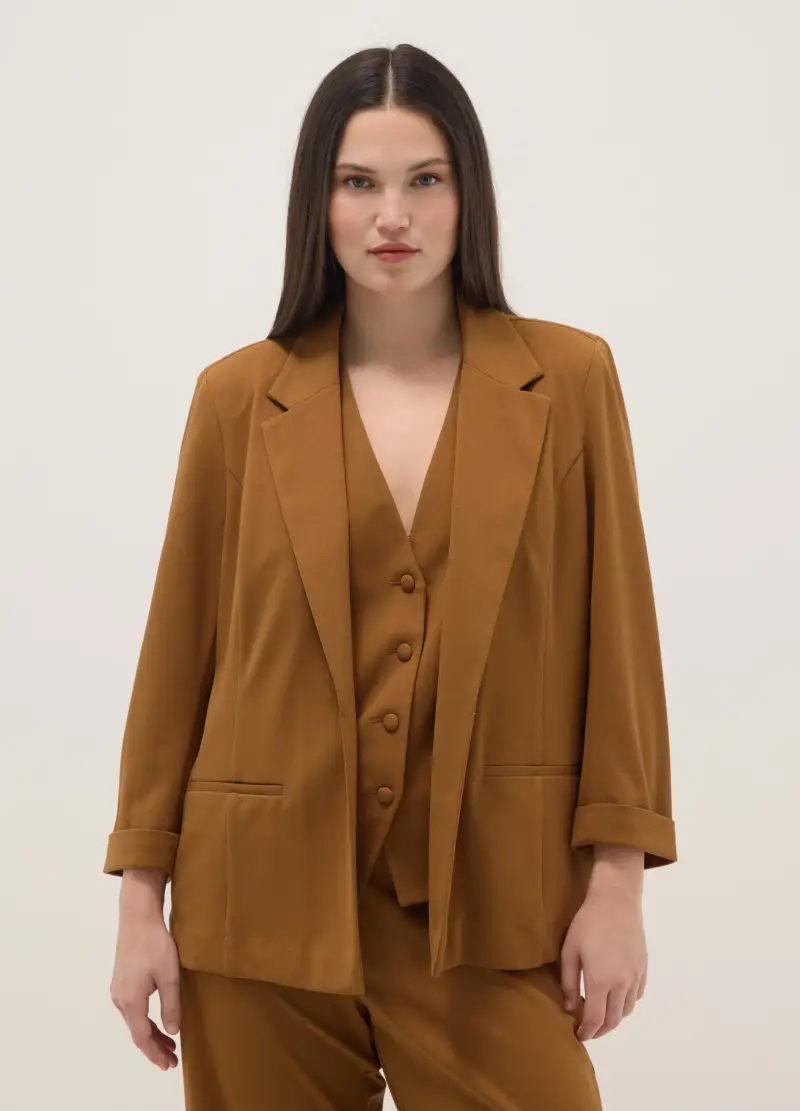 Blazer Marrone Regular Fit, Donna, Marrone