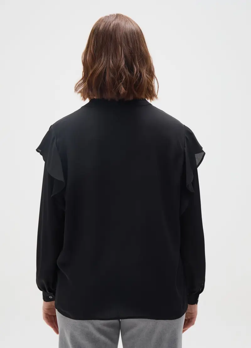 MYA, Blusa In Nero Regular Fit Con Volant, Donna, Nero, Taglia: S miniatura 3