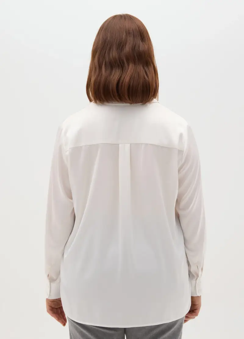 Camicetta Bianca A Maniche Lunghe Regular Fit Con Collo Classico, Donna, Bianco miniatura 3