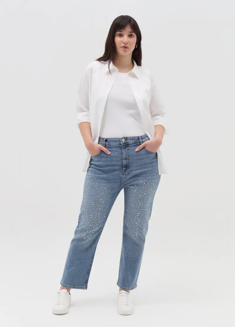 Camicia In Popeline Curvy, Donna, Bianco