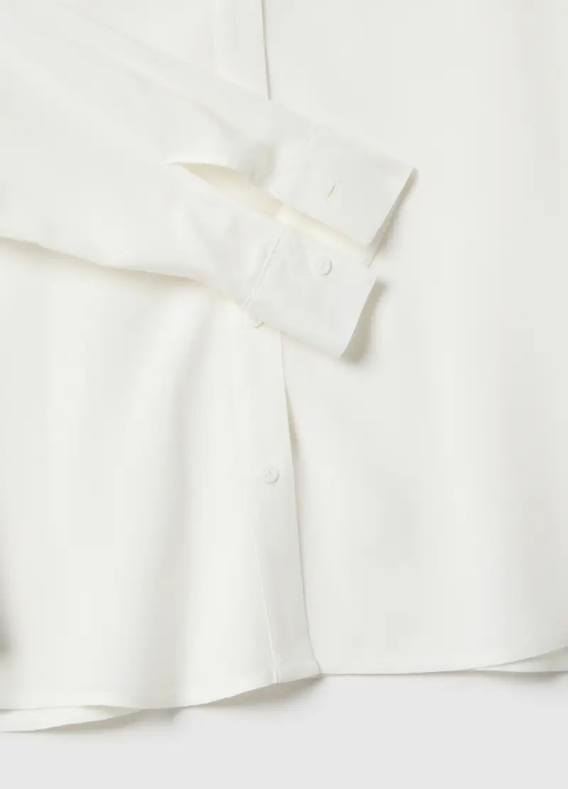 Camicia In Pura Viscosa Bianca Regular Fit, Donna, Bianco miniatura 2