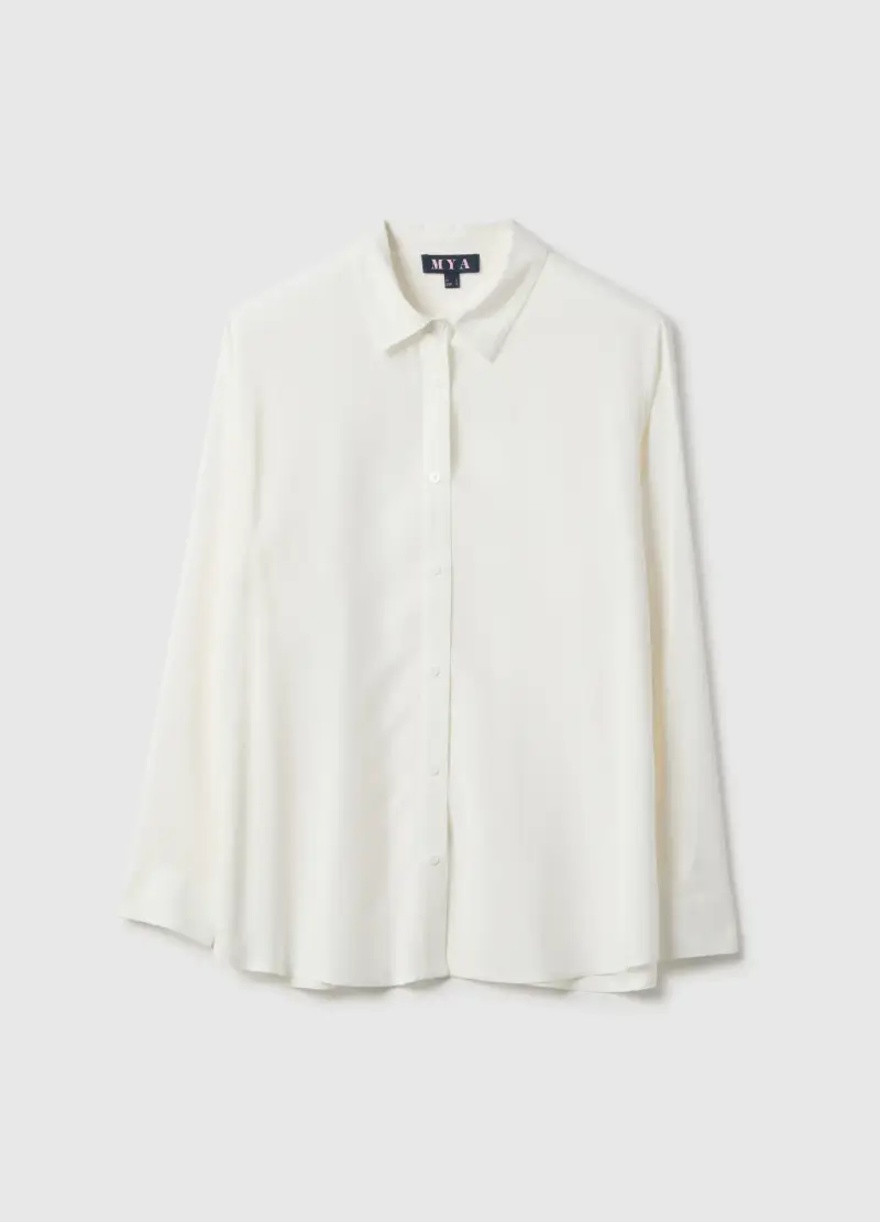 Camicia In Pura Viscosa Bianca Regular Fit, Donna, Bianco