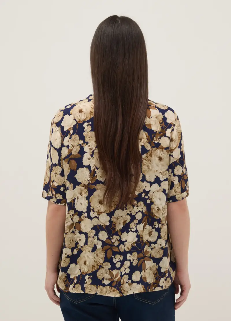 Camicia In Pura Viscosa Multicolor Regular Fit Con Design Floreale, Donna, Multicolor miniatura 3