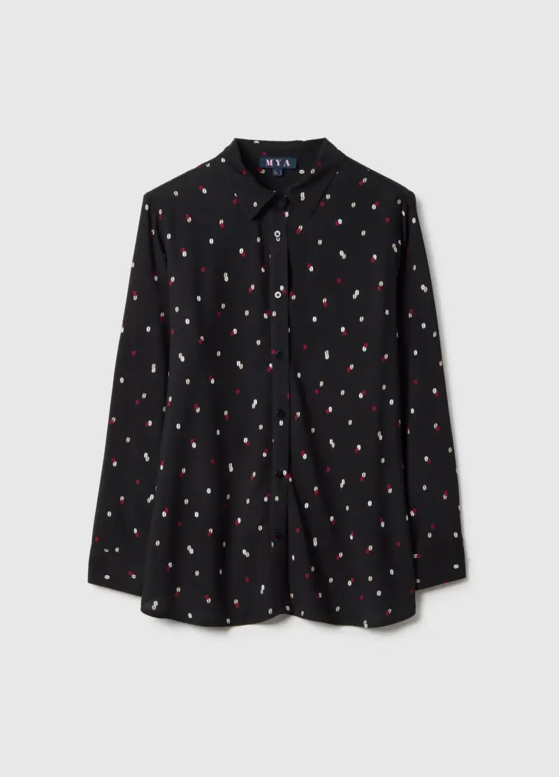 Camicia In Pura Viscosa Multicolor Regular Fit Con Stampe, Donna, Multicolor