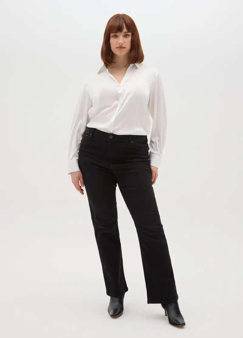 Camicia In Satin Bianca Regular Fit, Donna, Bianco miniatura 2