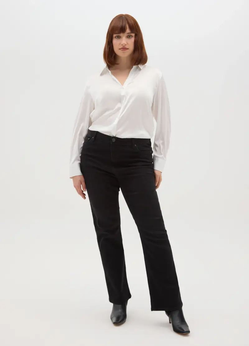 Camicia In Satin Bianca Regular Fit, Donna, Bianco miniatura 2