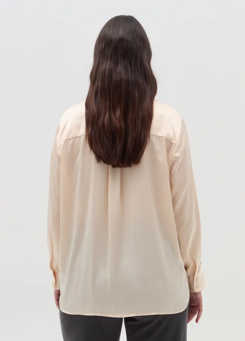 Camicia In Satin Curvy, Donna, Bianco miniatura 3