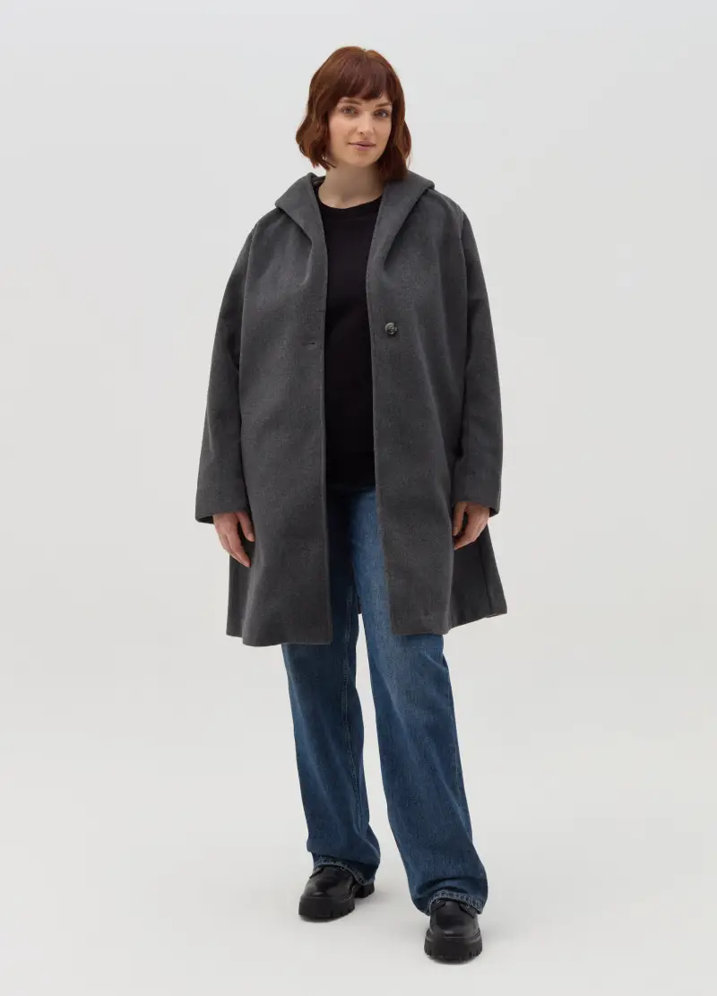 Cappotto Con Cappuccio Curvy, Donna, Grigio miniatura 2