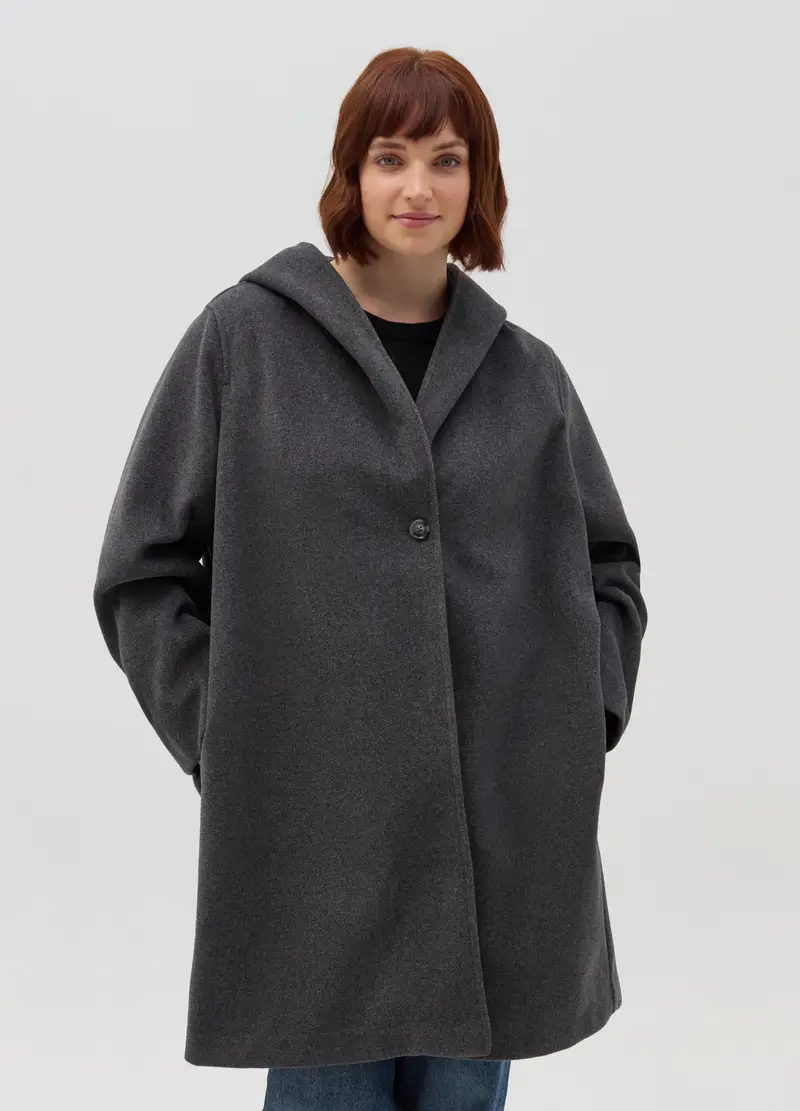 Cappotto Con Cappuccio Curvy, Donna, Grigio