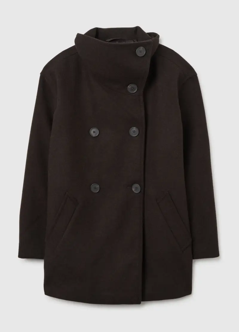 Cappotto Curvy Marrone Regular Fit Con Bottoni, Donna, Marrone