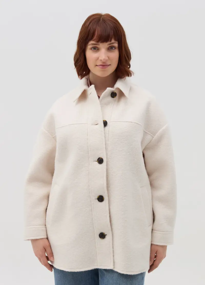 Cappotto Over Monopetto Curvy, Donna, Bianco miniatura 2