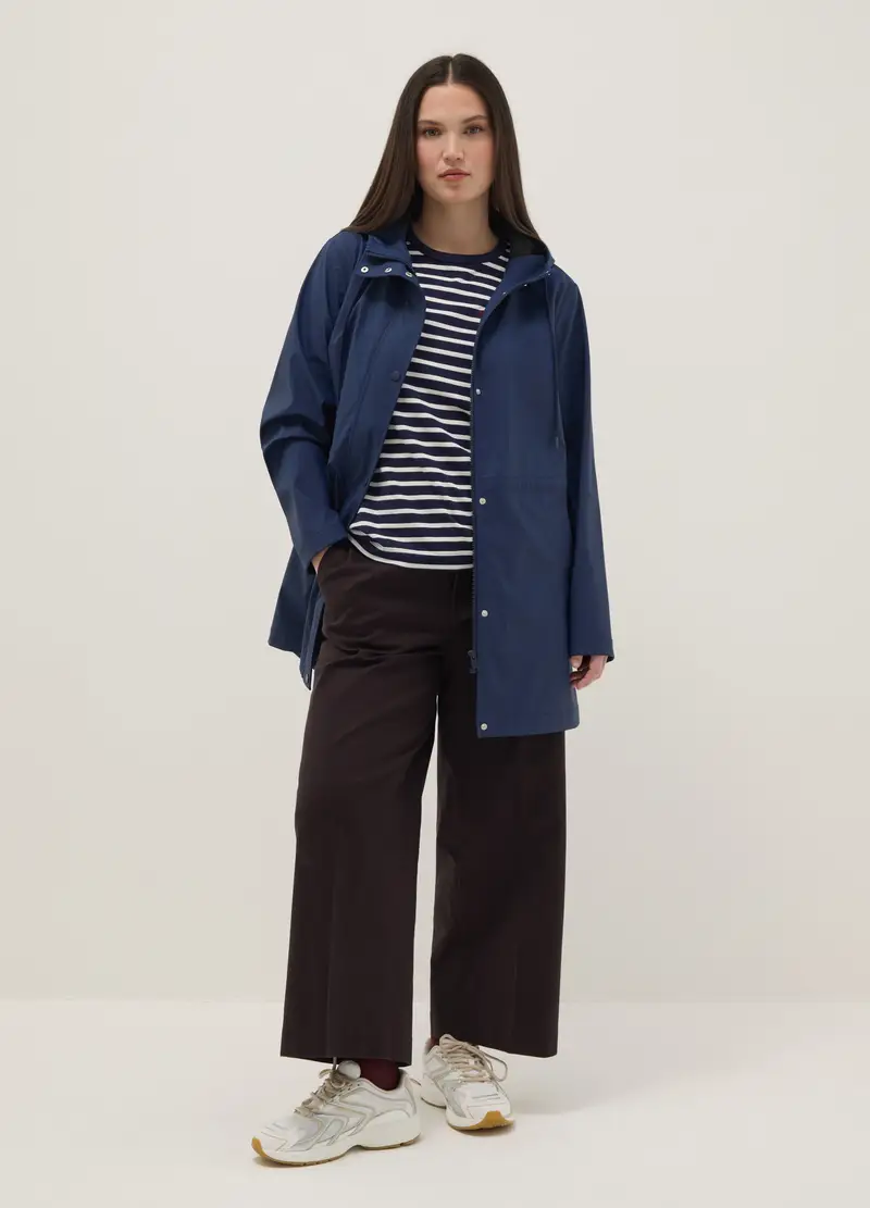 Giacca Blu Da Pioggia Regular Fit Con Cappuccio, Donna, Blu