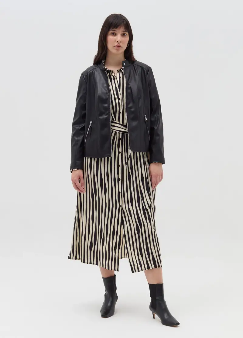 Giacca Chiodo Con Impunture Trapuntate Curvy, Donna, Nero miniatura 2