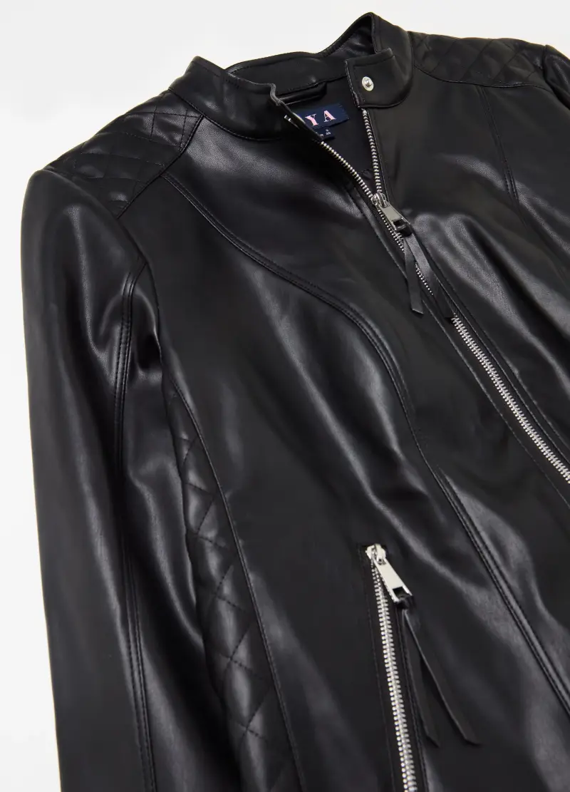 Giacca Chiodo Con Impunture Trapuntate Curvy, Donna, Nero miniatura 3