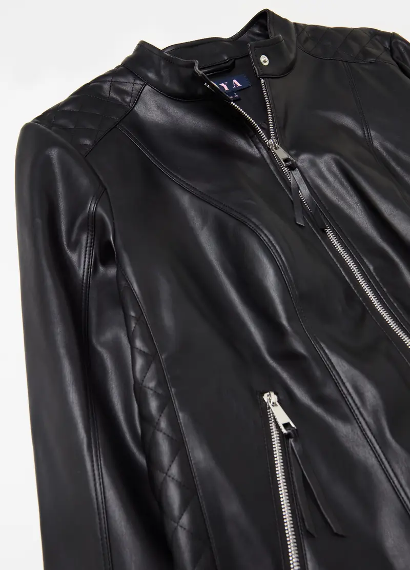 Giacca Chiodo Con Impunture Trapuntate Curvy, Donna, Nero miniatura 3