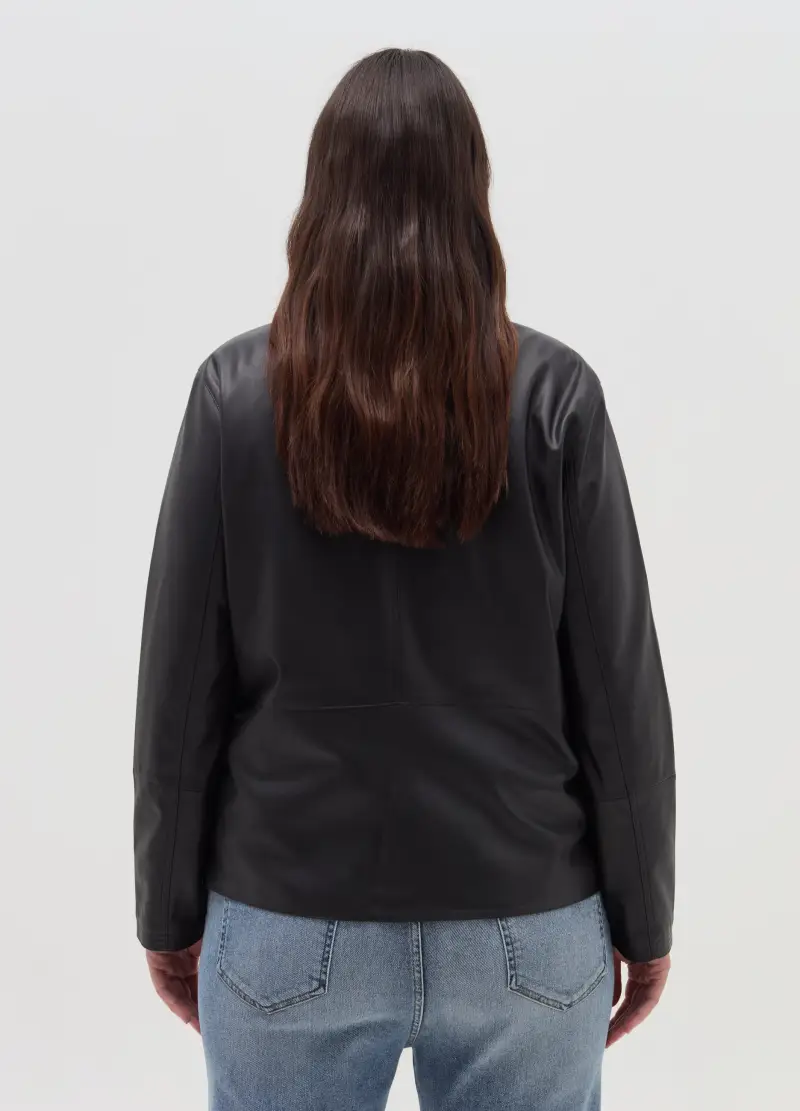 Giacca Chiodo Con Zip Curvy, Donna, Nero miniatura 3