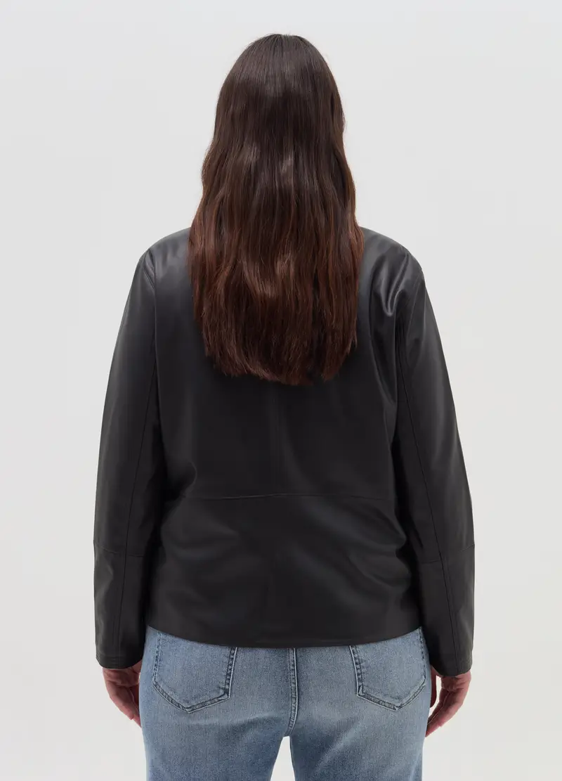 Giacca Chiodo Con Zip Curvy, Donna, Nero miniatura 3