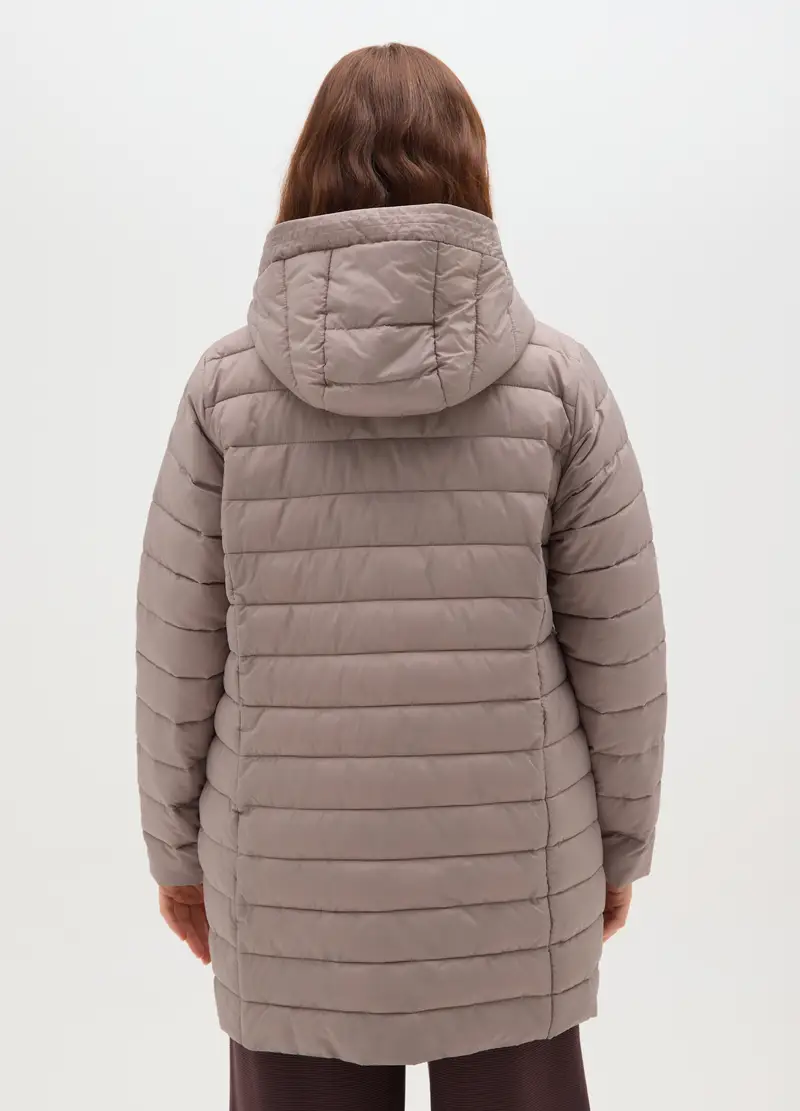 Giacca Imbottita Beige Regular Fit Con Cappuccio, Donna, Grigio miniatura 3