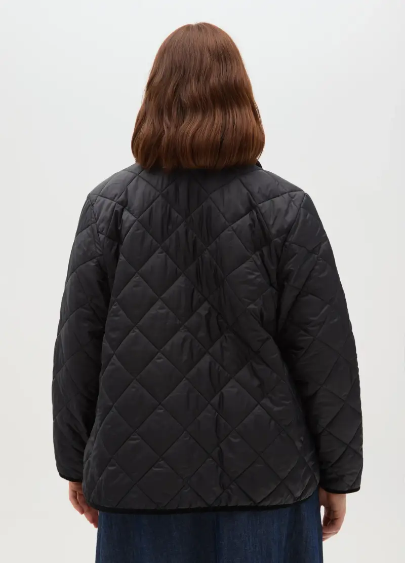 Giacca Imbottita Nera Regular Fit Con Bottoni, Donna, Nero miniatura 3