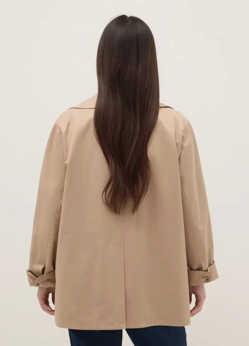 Giacca In Misto Cotone Beige Oversize Fit, Donna, Beige miniatura 3