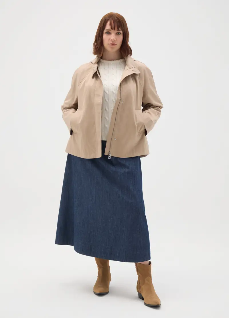 Giacca In Misto Cotone Beige Regular Fit, Donna, Beige