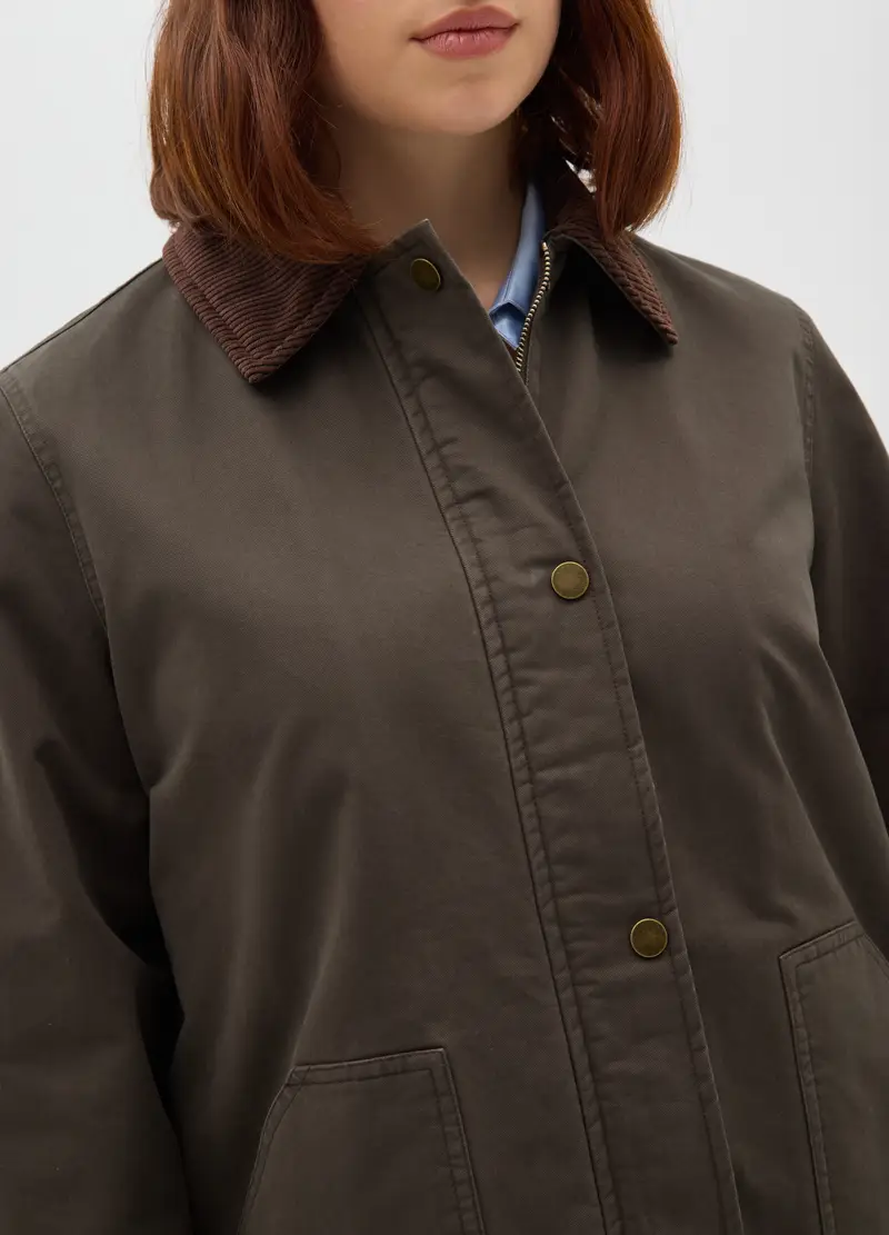 Giacca In Puro Cotone Marrone Regular Fit, Donna, Marrone miniatura 3