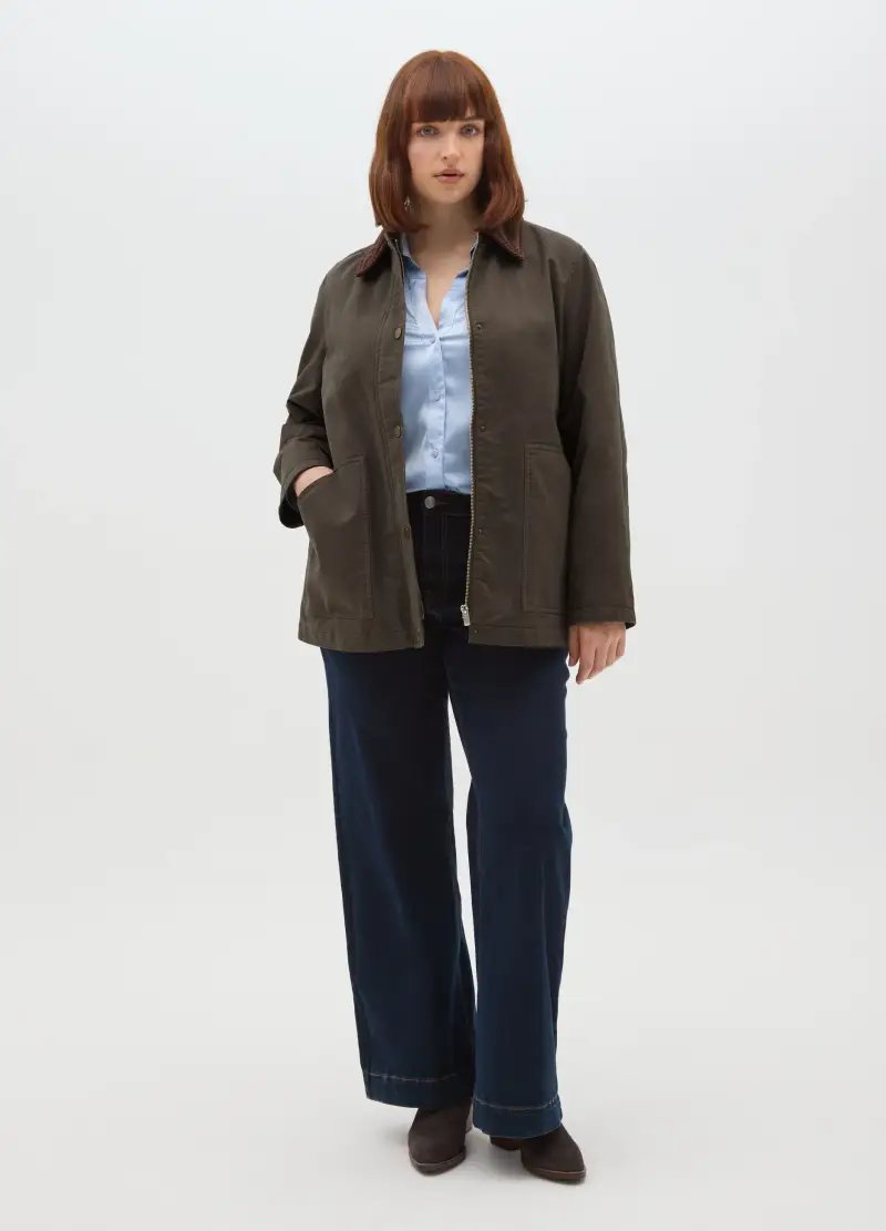 Giacca In Puro Cotone Marrone Regular Fit, Donna, Marrone