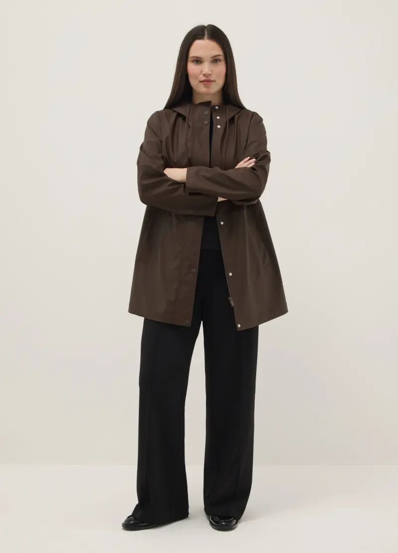 Giacca Marrone Da Pioggia Regular Fit Con Cappuccio, Donna, Marrone miniatura 2
