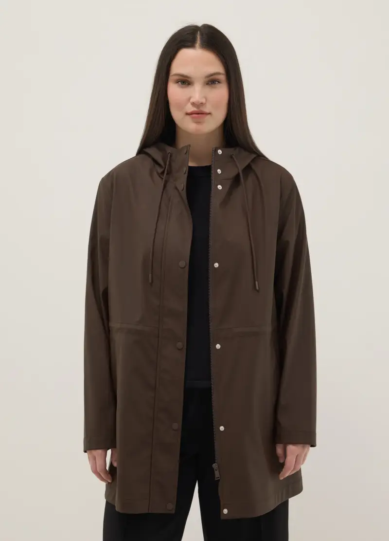 Giacca Marrone Da Pioggia Regular Fit Con Cappuccio, Donna, Marrone