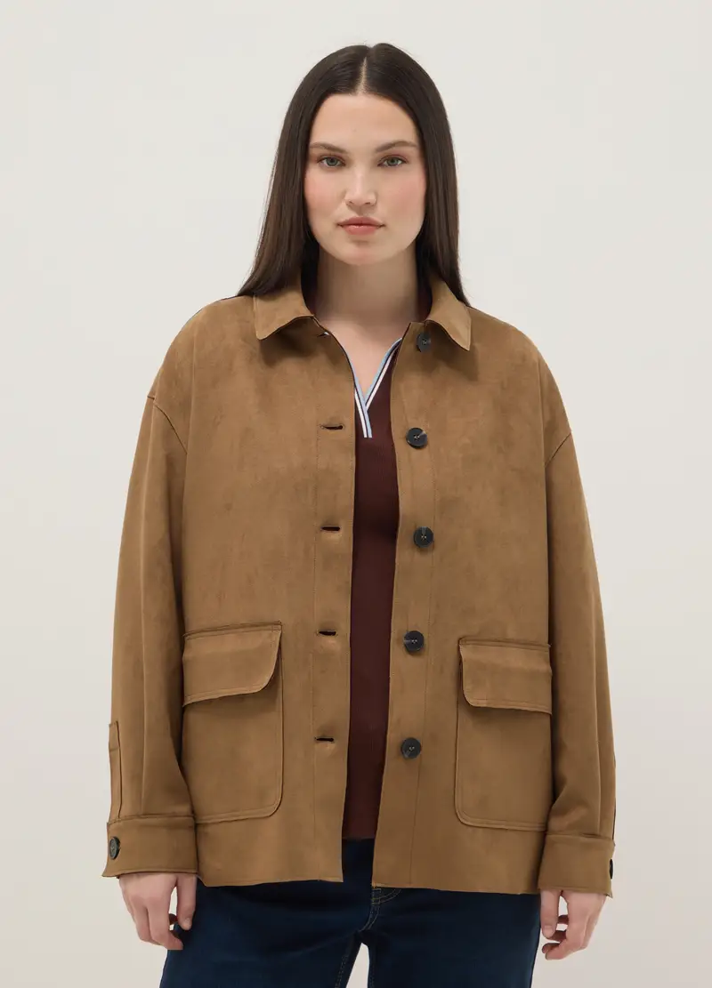 Giacca Marrone Regular Fit Con Colletto E Bottoni, Donna, Marrone miniatura 2