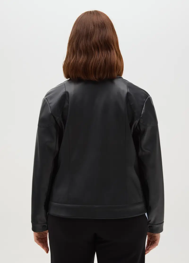 Giacca Nera Con Zip Regular Fit, Donna, Nero miniatura 3