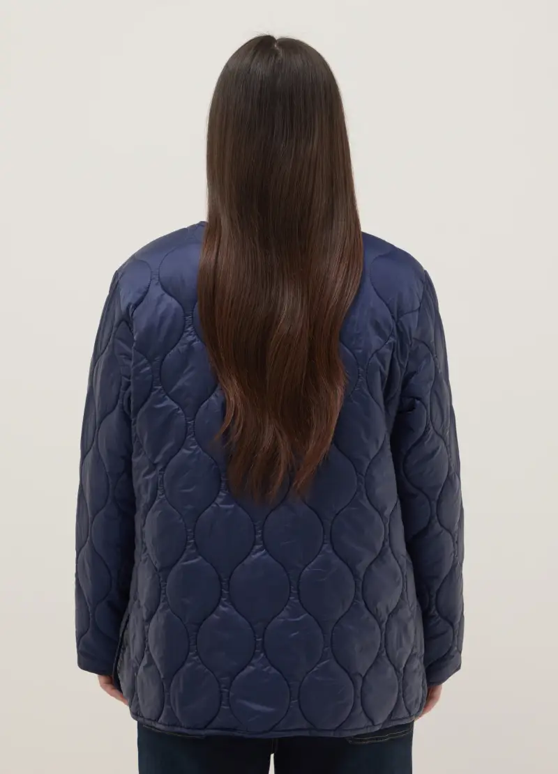 Giacca Trapuntata Blu Regular Fit Con Bottoni, Donna, Blu miniatura 3