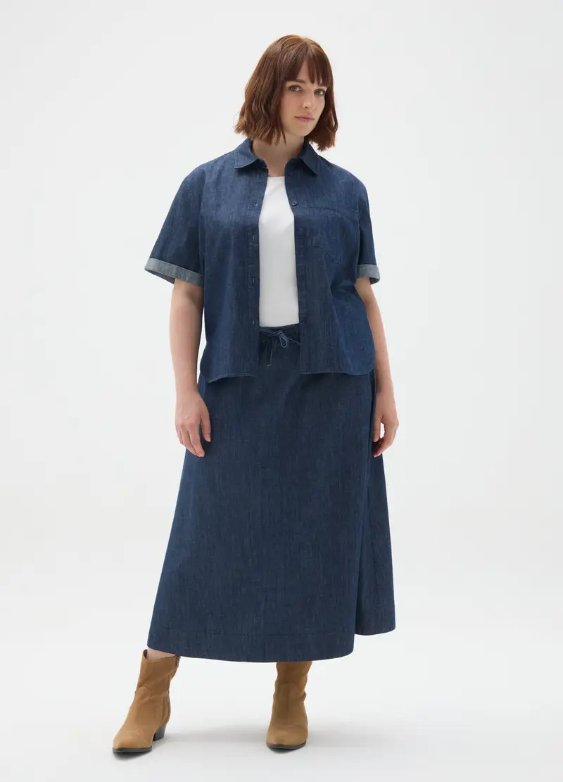 MYA, Gonna In Puro Cotone Denim Regular Fit, Donna, Denim, Taglia: S