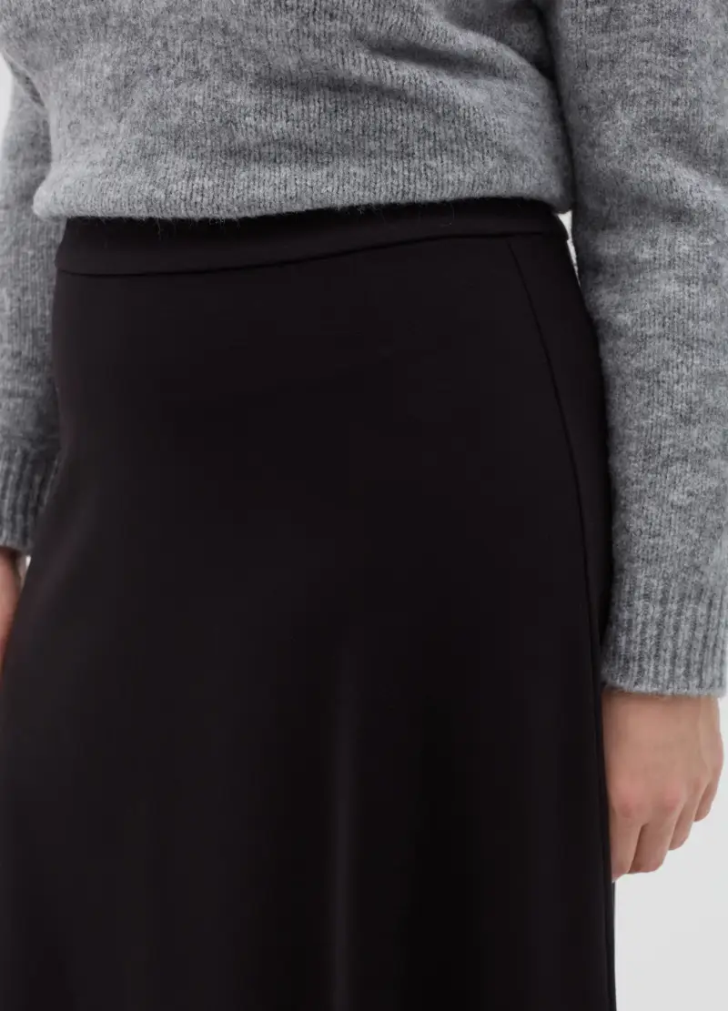 Gonna Midi A Ruota Curvy, Donna, Nero miniatura 3