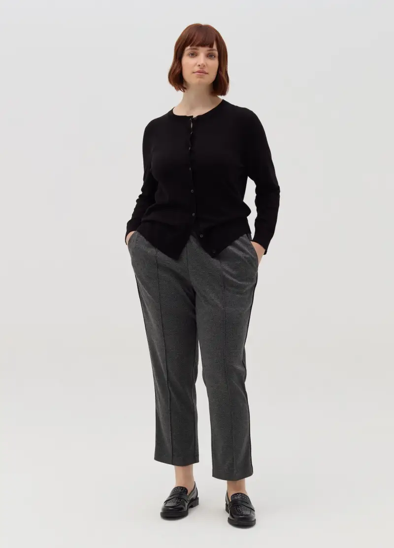 Joggers A Spina Di Pesce Con Coulisse Curvy, Donna, Multicolor