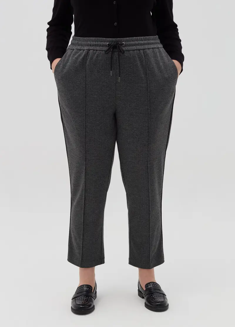 Joggers A Spina Di Pesce Con Coulisse Curvy, Donna, Multicolor miniatura 2