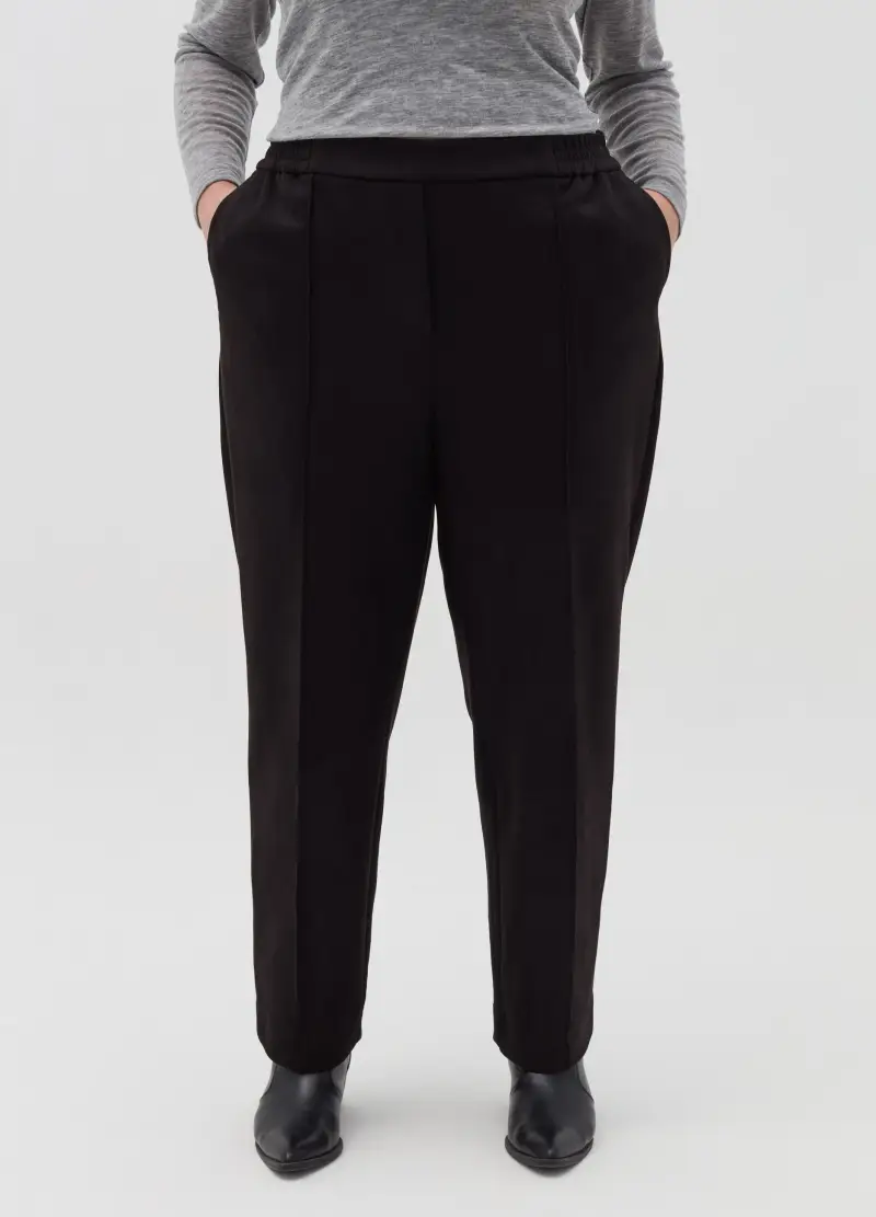 Joggers Con Impunture In Rilievo Curvy, Donna, Nero miniatura 2