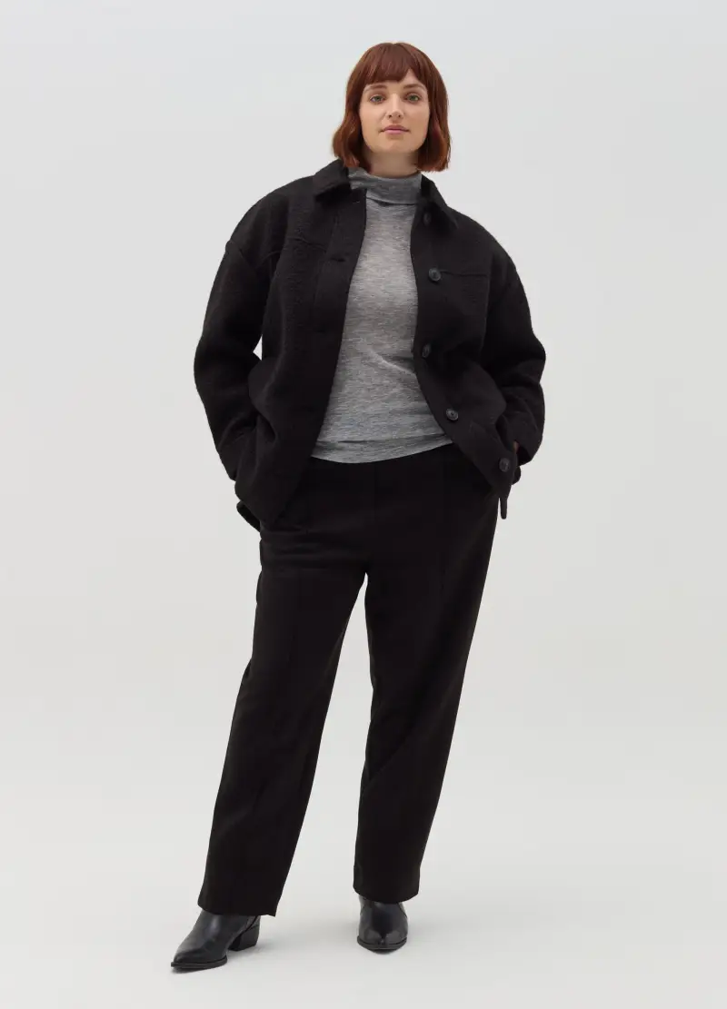 Joggers Con Impunture In Rilievo Curvy, Donna, Nero