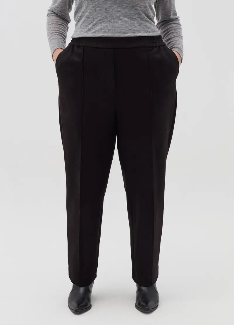 Joggers Con Impunture In Rilievo Curvy, Donna, Nero miniatura 2