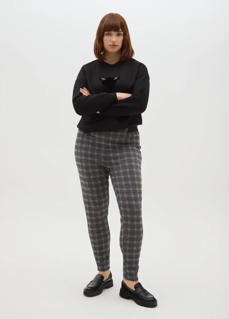 Leggings A Quadri Multicolor Slim Fit, Donna, Multicolor