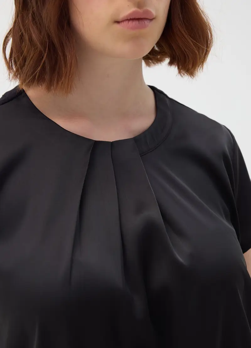 MYA, Maglia In Misto Nero Regular Fit Con Piega, Donna, Nero, Taglia: S miniatura 2