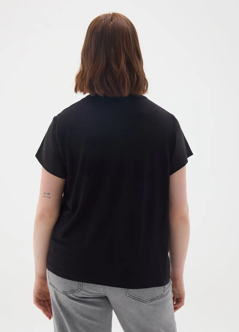 MYA, Maglia In Misto Nero Regular Fit Con Piega, Donna, Nero, Taglia: S miniatura 3