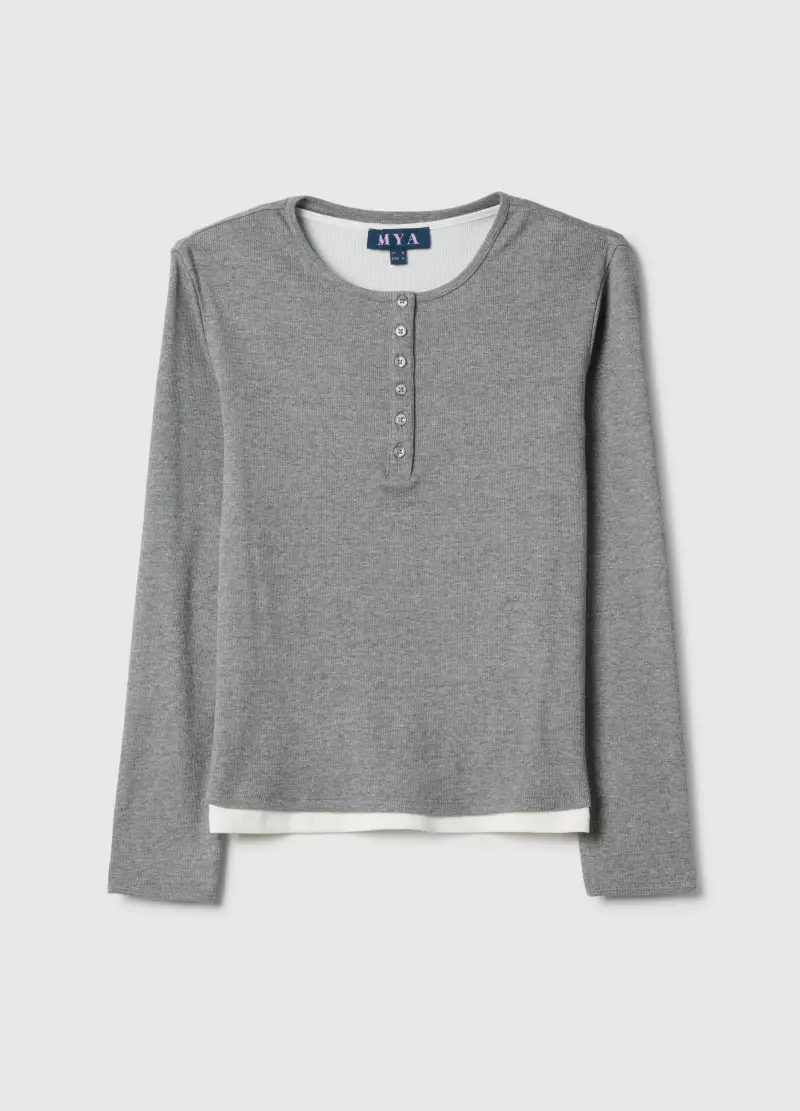 Maglia In Puro Cotone Multicolor Regular Fit Con Collo Serafino, Donna, Multicolor