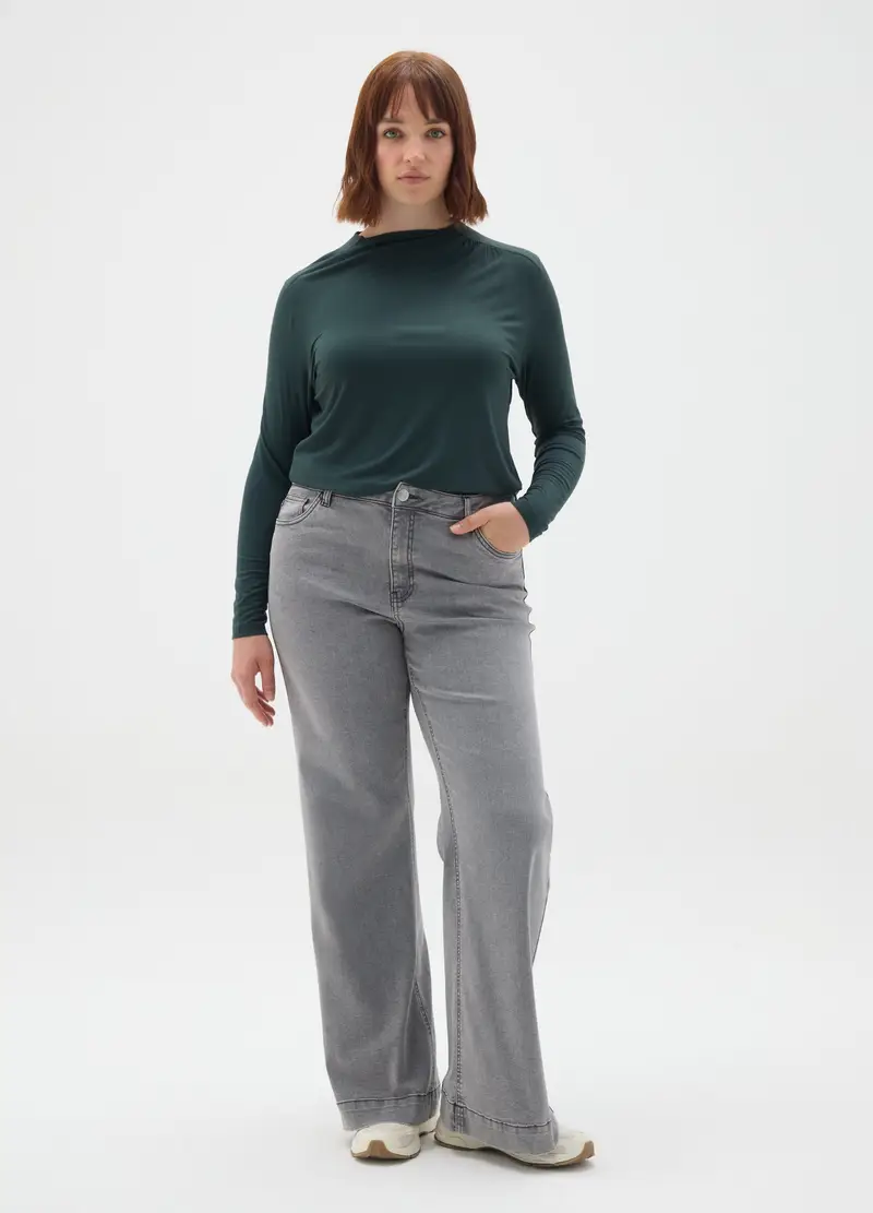 Maglia Nera A Maniche Lunghe Con Collo A Lupetto, Donna, Nero