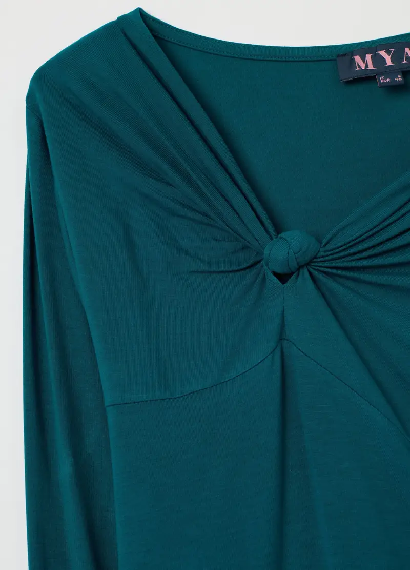 Maglia Verde A Maniche Lunghe In Viscosa Elasticizzata, Donna, Blu miniatura 2