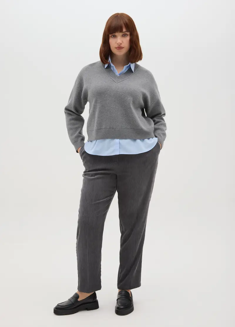 Pantaloni Grigi Wide Leg, Donna, Grigio