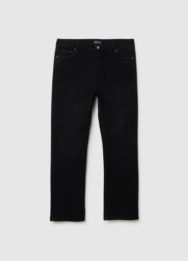 Pantaloni Nero Bootcut Elasticizzati, Donna, Nero