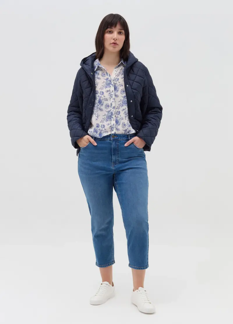 Piumino Trapuntato A Rombi Curvy, Donna, Blu