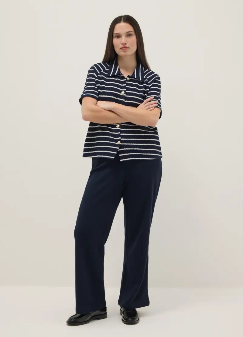 Polo In Misto Cotone A Righe Multicolor Regular Fit, Donna, Multicolor miniatura 2