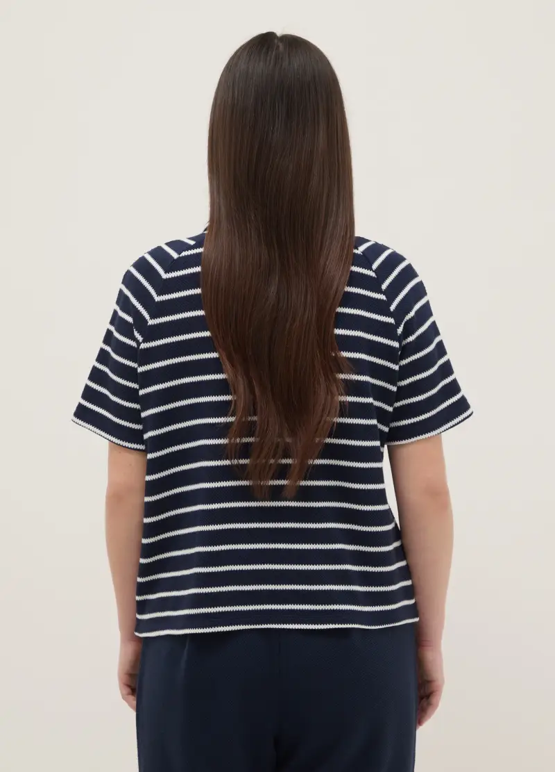 Polo In Misto Cotone A Righe Multicolor Regular Fit, Donna, Multicolor miniatura 3